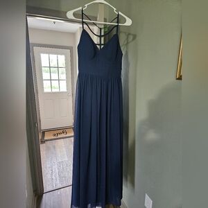Navy Blue long dress - strappy back, size sm